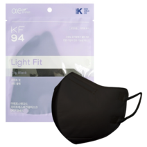 아에르 스탠다드 라이트핏 보건용 마스크 대형 KF94, 1개입, 90개, 시티 블랙