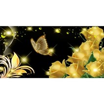 심커머스 황금 나비 장미 금전수 달빛 골드 돈들어오는 전체수 보석십자수 DIY키트 B0369, 100x50cm