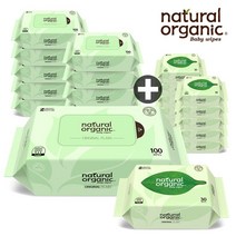 네츄럴오가닉 아기물티슈 오리지널 플레인 리필형100매[10팩]+오리지널 휴대용 리필형30매[12팩], OPR100_10+OPP30_12