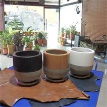 모던 테라스톤팟 투톤 원형 20x20cm 화분(받침포함), 쿠팡 블랙 투톤