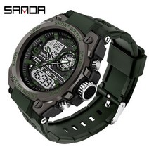 sanda top brand men watch for men 시계 듀얼 디스플레이 야외 군사 스포츠 방수 symphony bezel men watch