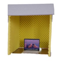 방송용 방음 부스 접이식 영상촬영 소음차단 보드, 회색 외부 및 노란색 내부 + LED 조명