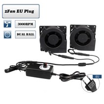 컴퓨터쿨링팬 냉각팬 케이스팬 120mm 터보 송풍기 팬 12v dc 암 커넥터 12cm 120x120x32mm 12032 원심 냉각 팬 wac 100v 220v 전원 어댑터, EU 플러그가 있는 팬 2개