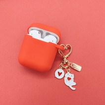 감각적인 에어팟케이스 실리콘 가죽 빈티지 명품 밍크 헤어 볼 키 체인 이어폰 케이스 apple airpods 1 2 블루투스 헤드셋 커버 귀여운 천사 꽃 장식, 에어팟 1 또는 2용 a20