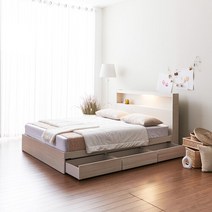 우아미가구 모노 밀크 A타입 LED 3서랍 슈퍼싱글 침대+본넬매트 FO5139, 메이플