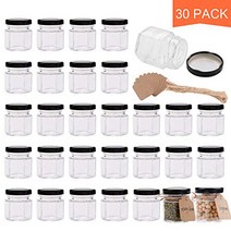 Encheng 1.5 oz Clear Hexagon Jars Small Glass Jars With Lids(Black) Mason Jars For Herbs Foods Jams, 1