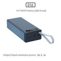 DIY 파워 뱅크 케이스 16*18650 배터리 충전기 박스 쉘 듀얼 USB 지원 빠른 및 무선 충전 제외, 01형Narmal Black