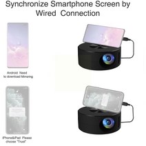 캠핑용티비 스마트빔 휴대용미니빔프로젝터 yt200 블랙 led 모바일 비디오 프로젝터 지원 1080p 극장 홈 플레이어 유선 미디어 키즈 프로젝터 동일한 홈 스크린 j9t7