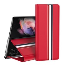 삼성 갤럭시 Z 폴드4 삼색줄무늬 거치대 가죽 지갑 케이스 SAMSUNG Galaxy Z Fold 4 적용 케이스