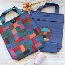 [플레이스31] 패치 가방 전통 빈티지 에코백 쇼퍼백 천