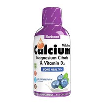 Bluebonnet Nutrition 액체 구연산 칼슘 마그네슘 비타민 D3 뼈 건강 글루텐 프리 콩 프리 우유 프리 코셔 32회분 블루베리 맛 473.2ml(16, 16 Fl Oz (Pack of 1), Blueberry