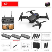 2022 새로운 E525 드론 4k HD 와이드 앵글 듀얼 카메라 1080P 와이파이 비주얼 포지셔닝 높이 Rc 따라와 Qu, 07 4K 3B