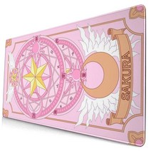 Cardcaptor 사쿠라 마우스 패드 애니메이션 핑크 게이밍 매트 매직 서클 고무 컴퓨터 노트북 책상 액세서리 15.8x29.5인치