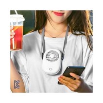 미니 사각 휴대용 목걸이 핸즈프리 선풍기 1200mAh 골프 탁상용 핸디선풍기 목걸이선풍기, 화이트