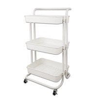 트롤리 3단 트레이 틈새수납함 정리대 이동식 선반 3단 (화이트)
