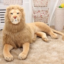 리얼동물 대형 사자 인형 기린 표범 동물인형 인테리어소품, 사자 + 50cm