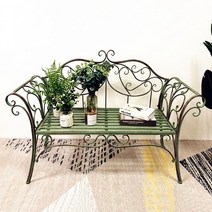 장미 주물 벤치 2인 야외 철제 의자 티테이블 정원, 검은 의자