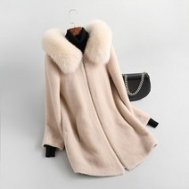 여성 밍크코트 모피코트 퍼조끼 퍼후드 보세 가 ​​ 진짜 양고기 따뜻한 칼라 후드가 울