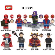 닥터스트레인지의생텀생토럼 스파이더맨벌처의트럭강탈 라이노의광산대결 어벤져스미니피규어 로키의격노 스파이더맨 노웨이홈 쉴드헬리캐리어 아이언맨피규어세트 토르 마블슈퍼히어로미, X0331 8개 세트