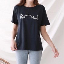 여자 깔끔한 영문 프린트 심플 기본 반팔티 라운드