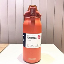 텀블러 대용량 빨대 스테인레스 스틸 보온 진공물병 보온병 Termos, 1700ml, 빨간색