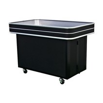 [국내산] 알미늄 매대 SM-202 / 검정 / 접이식, [4자]W1200*D730*H820, [4자]전면+측면+후면