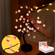 특이한무드등 꽃무드등 아크릴 불멍 아이방수면등 무선, 매화꽃나무 LED 무드등