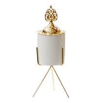 HAIMINGJUN 세라믹 코일 콘 홀더 스틱 공기 장식 명상 휴식 스파, 9.5x9.5x27.5cm, 화이트 골든