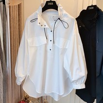 [세인트이브] TSS1663 S~3XL 오버핏 스트링 여자남방셔츠