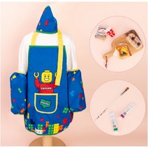 몰랑 옥스포드 아동 방수 일반 앞치마 두건 토시 3종 세트