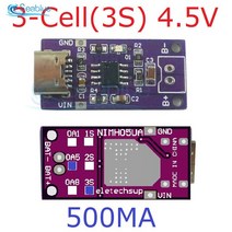 TYPE-C Ni-MH 충전식 배터리 충전기 모듈 CC CV DC-DC 컨버터 1S 2S 3S 1.5V 3V 2.4V 3.6V, 08 3S 500MA, [08] 3S 500MA