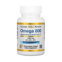 오메가3 캘리포니아 골드 영양 오메가 800 제약 등급 생선 오일 EPA/DHA 80% 트리글리세리드 형태 1 000mg 젤라틴 소프트겔 30개