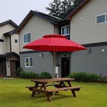 테이블쉼터 야외테이블 6~8인 방부목 일체형(파라솔제외) 야외원목테이블, 연녹색