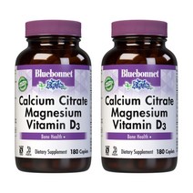 블루보넷 칼슘 시트레이트 마그네슘 비타민 D3 캐플렛, 180정, 2개