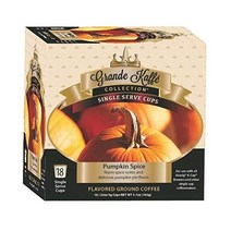 Grande Kaffe 싱글 서브 호박 스파이스 커피 큐리그 K컵 브루어와 호환 18개, 호박 양념