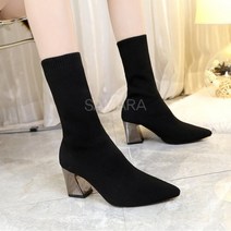 SAMARA 여성 앵클 부츠 워커 하이힐 스웨이드 첼시 통굽 12 Aorrj