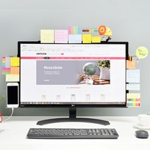 힘찬쇼핑_ 핸드폰 거치 가능한 다기능 투명 아크릴 모니터 메모보드 다용도 모니터 물건거치대 받침대 책상정리, 좌측용