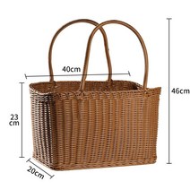 빨대바구니가방라탄피크닉바구니 속옷정리함 수납바구니 보냉피크닉바구니 대나무피크닉바구니 인형 바구니세트 라탄바구니 정리바구니 소형수납함 플라스틱피크닉바구니, 카세트 40x20x23cm 대용량