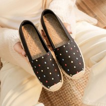 발편한 스니커즈 단화 린넨 자수 여성 슬립온 봄신발