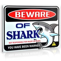 Bigtime Signs Beware of Shark Warning Sign - 놀이집 문 방 사무실용 불법 침입 방지 플레이트 실내 또는 실외 장식 4mm 골판지 플라스틱
