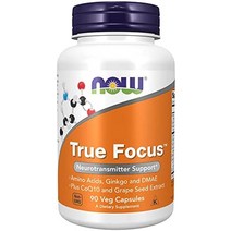 now supplements 트루 포커스™ 아미노산 은행 dmae + coq10 및 포도씨 추출물 함유 식물성 캡슐 90개, 90카운트(1팩)