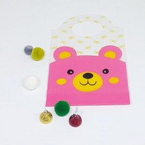 D14 깜찍비닐백(곰)핑크5장 미니비닐백 비닐백 어린이날포장 어린이집선물 답례포장 추천 파는곳