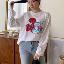 위드미키 긴팔티셔츠)그림프린팅/박시한티/루즈핏