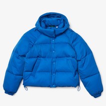 라코스테 라이브 여성 패딩 탈착식 후드 블루 쇼트 퀼팅 레인 재킷 LIVE Detachable Hood Short Quilted Rain Jacket