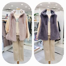 SI 양모무스탕 후드베스트