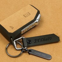 에어로S 쏘렌토 MQ4 키홀더 스마트키 케이스 가죽 각인, 현대 H-07-4버튼-네이비-스트랩 각인