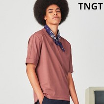 TNGT [20SS TNGT 남성]핑크 슬릿넥 반팔 티셔츠_TGTS0B363P3