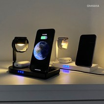 오하하 갤럭시 애플 3in1 워치 고속 무선충전기 거치대 15W, 삼성 갤럭시 워치 딥 블랙, 1개
