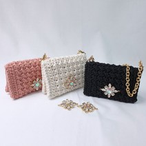 DIY 코바늘 팬던트 블링 카드지갑 패키지 뜨개가방만들기 뜨개질, 3.라이트베이지, 1개
