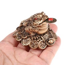 황 금 두꺼비 금전운 돈 들어오는 개업 선물 삼족 중국어 fengshui 동전 입상 행운의 재산 골드 개구리 탁상 장식 장식 사무실 홈 데스크 장식, 청동